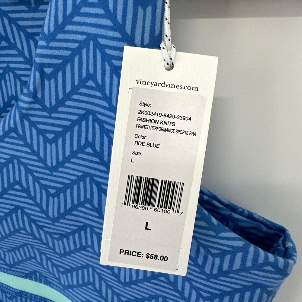 VINEYARD VINES NWT Printed Performance Sports Bra // L - Picture 2 of 7